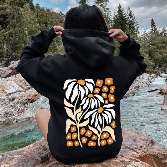 Boho Daisies, Boho Retro Floral Design Hoodie