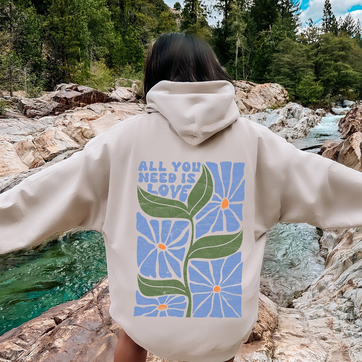 All You Need Is Love, Retro Flowers Hoodie