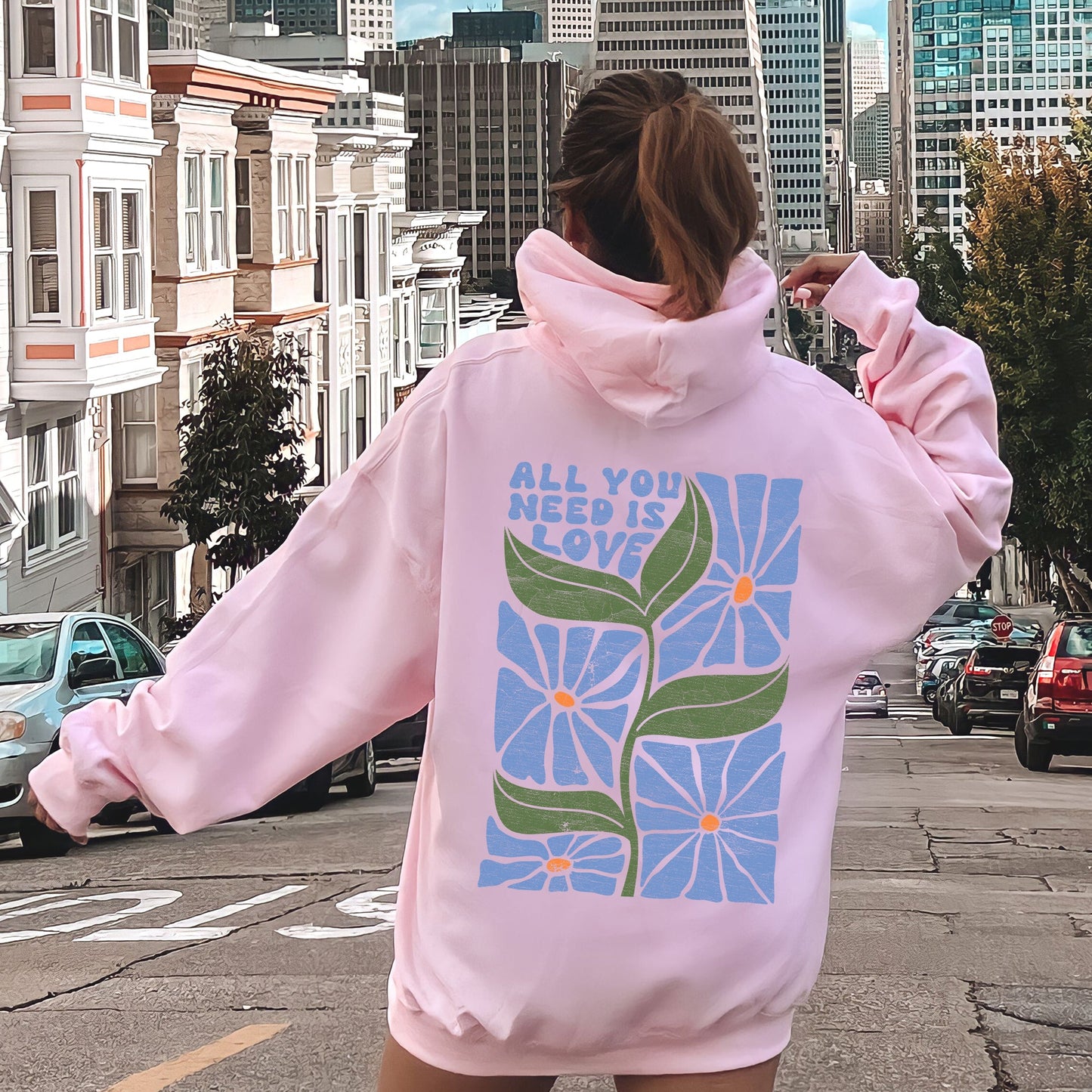 All You Need Is Love, Retro Flowers Hoodie