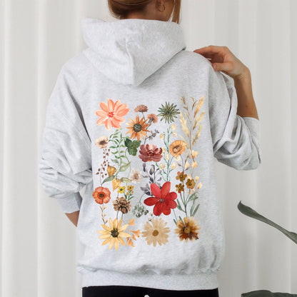 Dried Wildflower Meadow, Nature, Floral, Pressed Leaves Hoodie