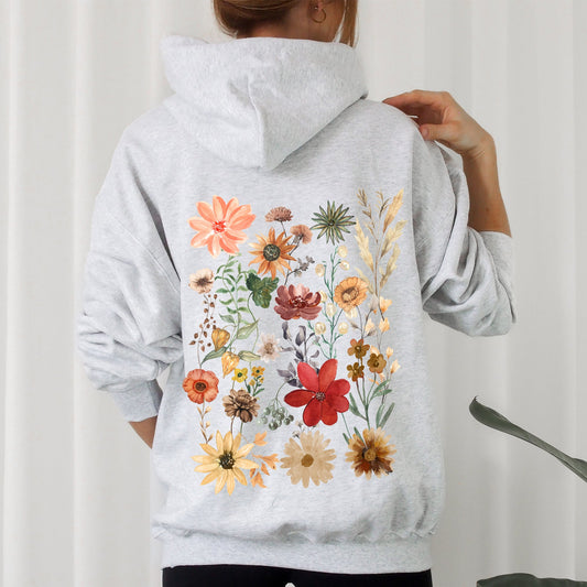 Dried Wildflower Meadow, Nature, Floral, Pressed Leaves Hoodie