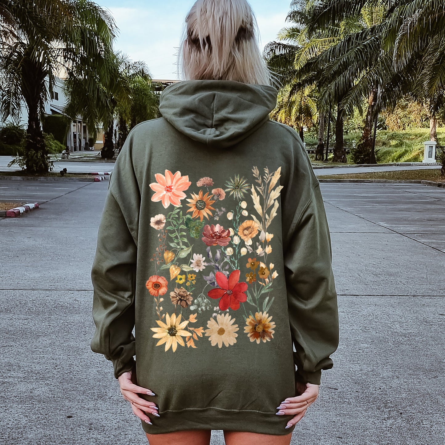 Dried Wildflower Meadow, Nature, Floral, Pressed Leaves Hoodie