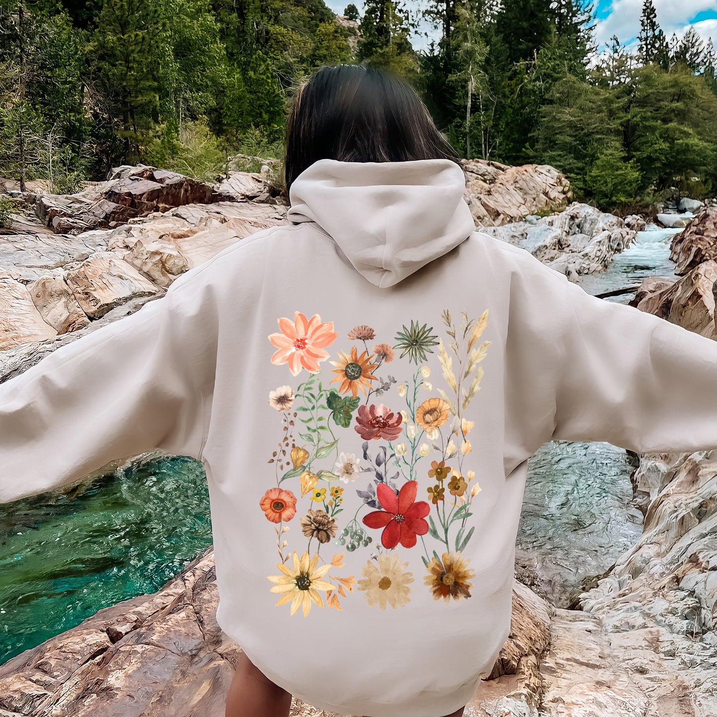 Dried Wildflower Meadow, Nature, Floral, Pressed Leaves Hoodie