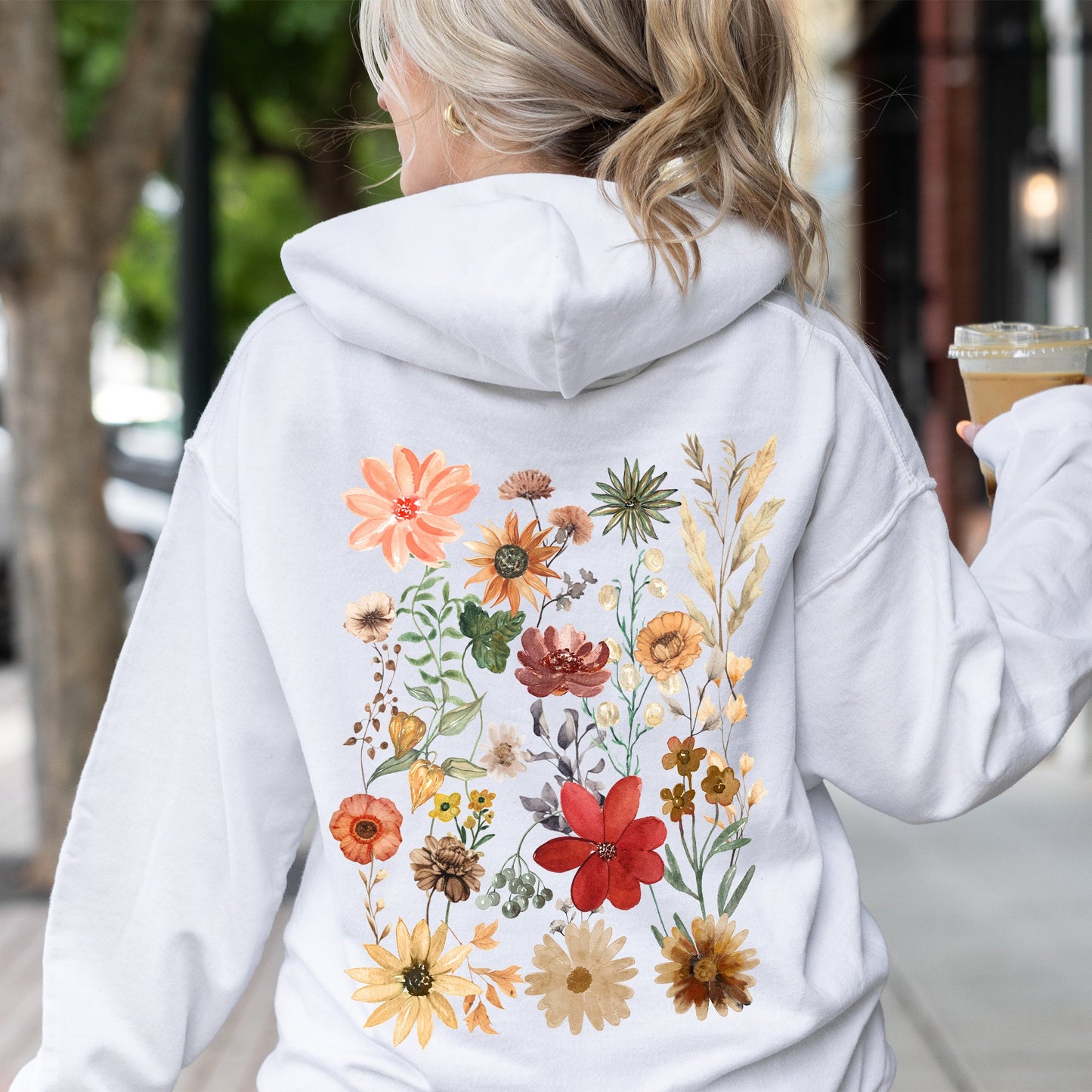 Dried Wildflower Meadow, Nature, Floral, Pressed Leaves Hoodie