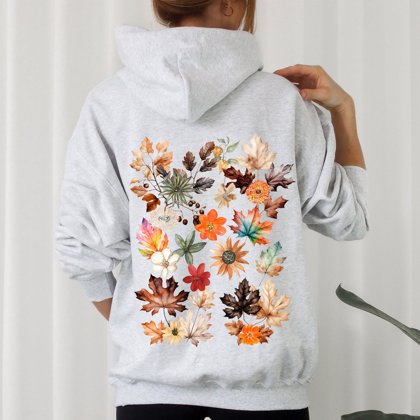 Lush Leaves Artistic Floral Print Hoodie