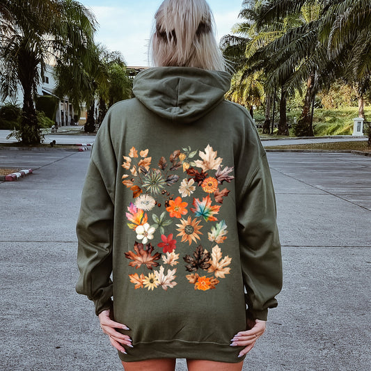 Lush Leaves Artistic Floral Print Hoodie
