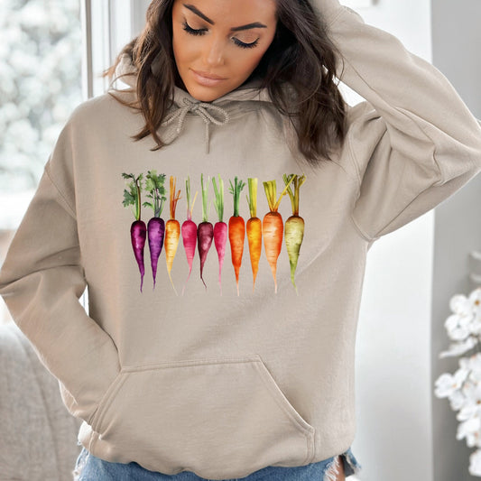 Carrots, Watercolor Vegetables, Gardening Hoodie