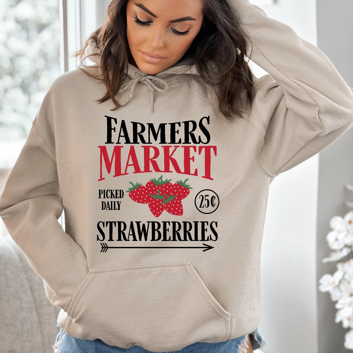 Farmers Market, Fresh Strawberries. Berries, Farm Life Hoodie
