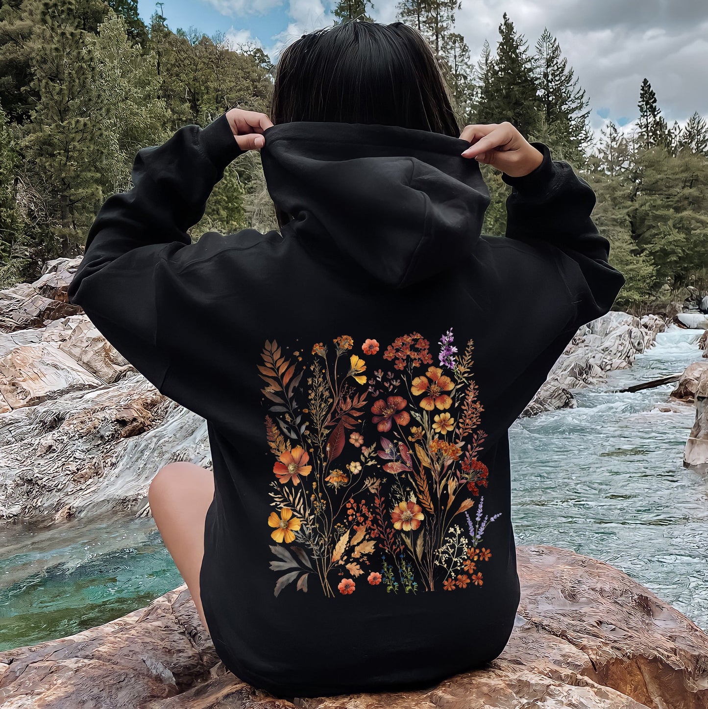 Dried Wildflowers, Nature, Meadow, Floral, Leaves Hoodie