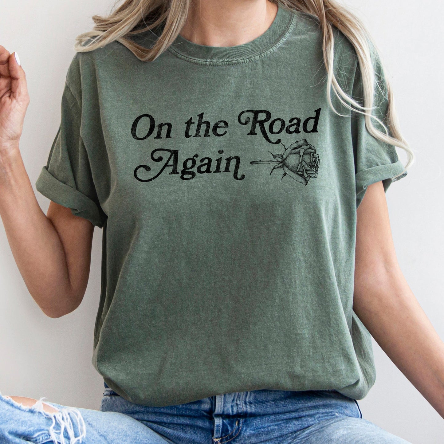 On The Road Again, Roses, Western, Cowboy, Willie, Tshirt Comfort Colors T-Shirt