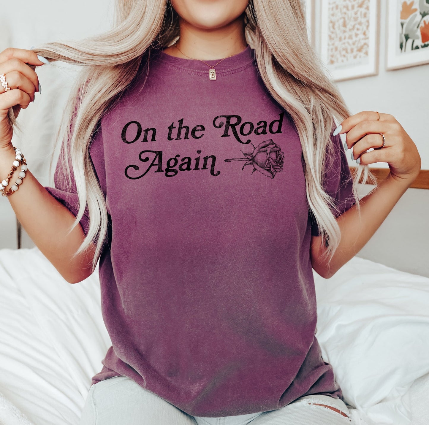 On The Road Again, Roses, Western, Cowboy, Willie, Tshirt Comfort Colors T-Shirt