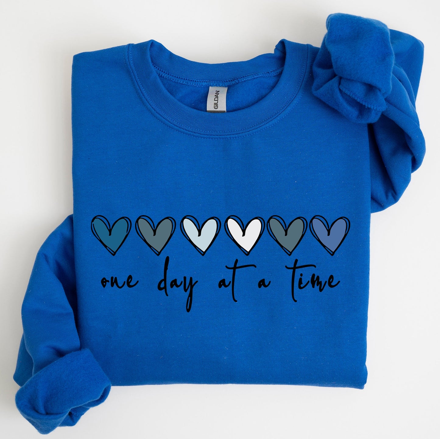 One Day At A Time, Mental Health, Wellness, Hearts Sweatshirt