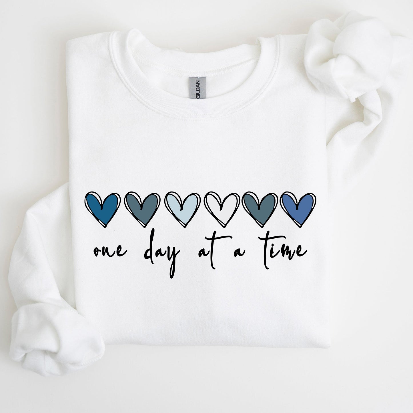 One Day At A Time, Mental Health, Wellness, Hearts Sweatshirt