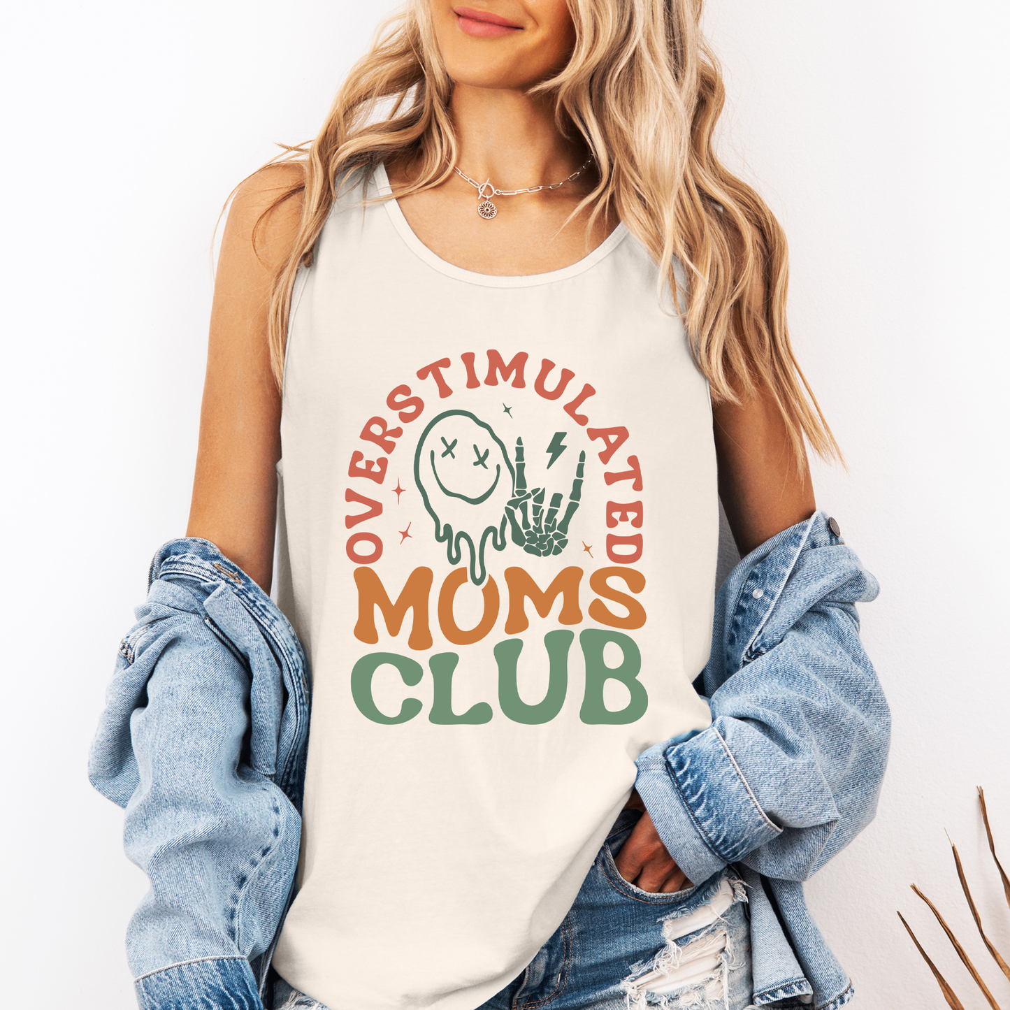 Overstimulated Moms Club, Popular, Mama, Mother Comfort Colors Tank Top