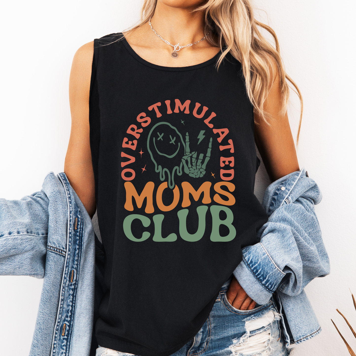 Overstimulated Moms Club, Popular, Mama, Mother Comfort Colors Tank Top