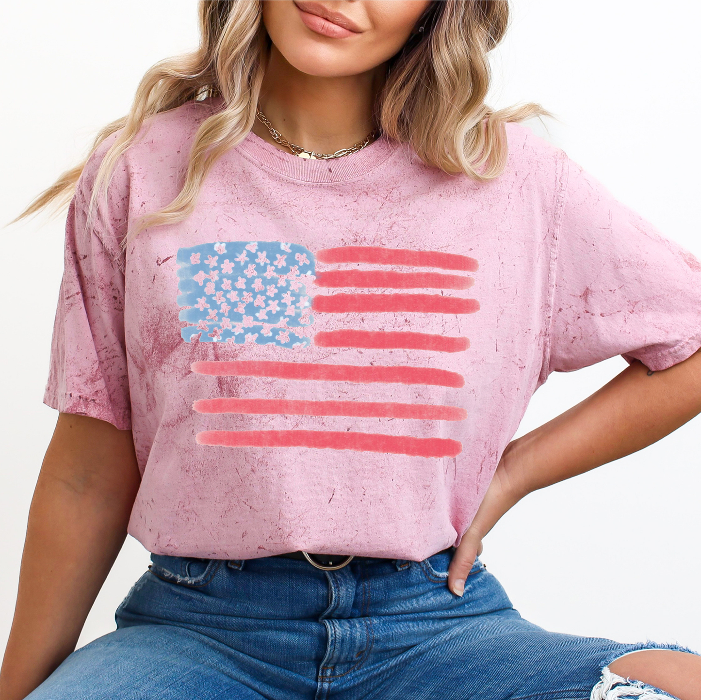 Painted Flag, Fourth of July, America, Patriotic, USA, Comfort Colors Color Blast T-Shirt