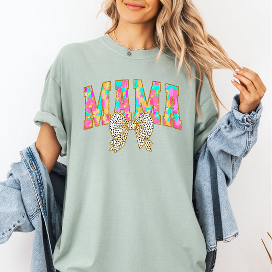 Painted Mama, Dalmatian Print, Bow, Ribbon, Coquette, Mother's Day Tshirt Comfort Colors T-Shirt