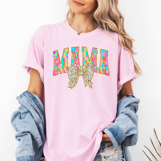 Painted Mama, Dalmatian Print, Bow, Ribbon, Coquette, Mother's Day Tshirt Comfort Colors T-Shirt