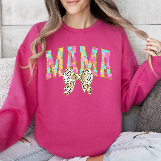 Painted Mama, Dalmatian Print, Bow, Ribbon, Coquette, Mother's Day Sweatshirt