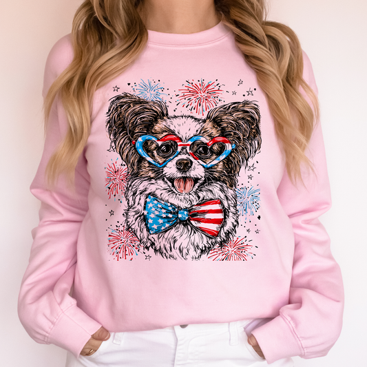 Papillon Patriotic Dog, USA, America, Pet Lover, 4th of July Sweatshirt