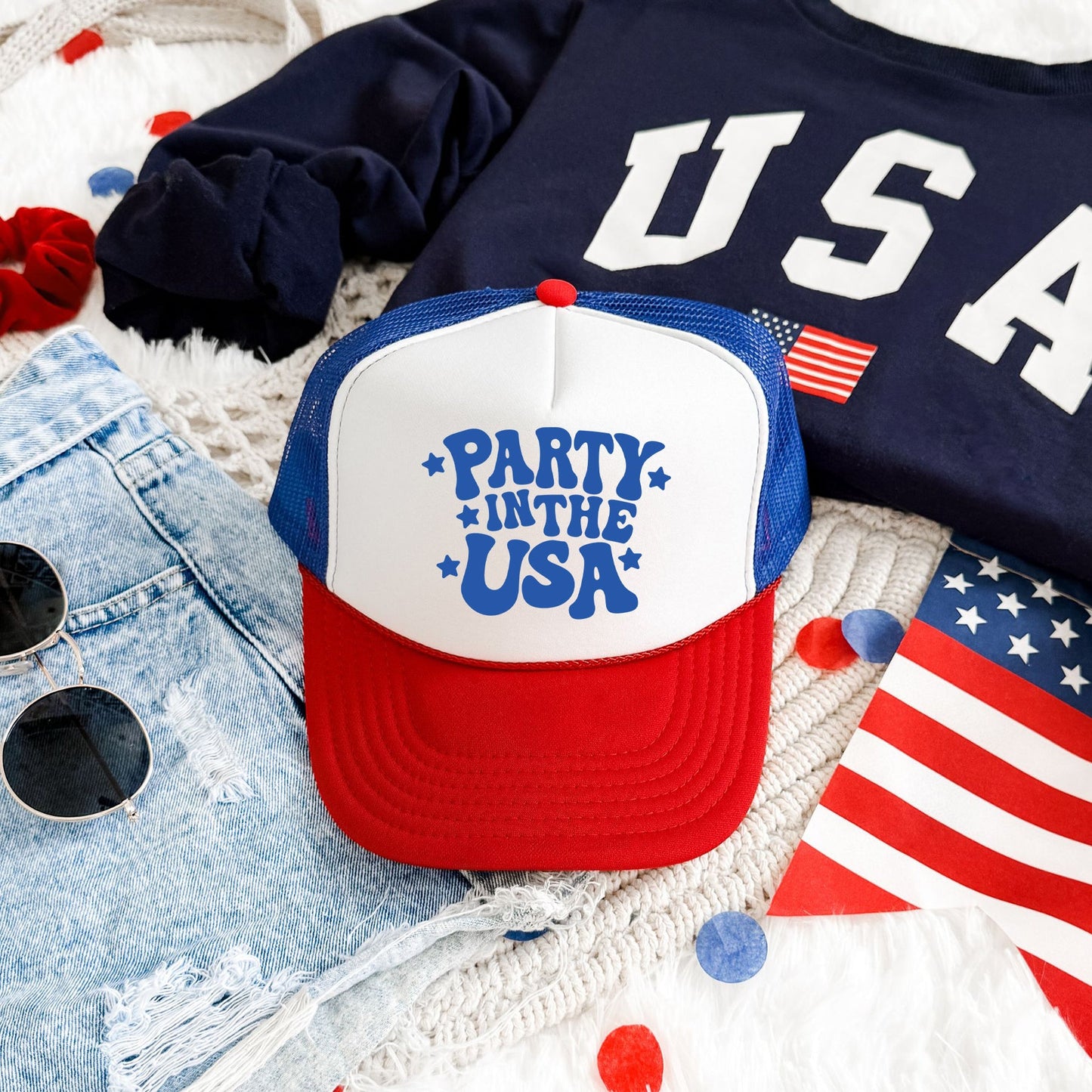 Party In The USA, Patriotic, Snapback Trucker Hat