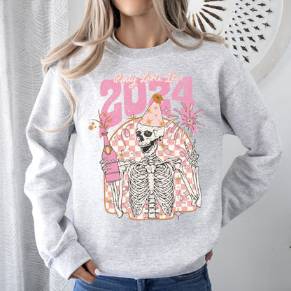 Party Like It's 2024, Skeleton, New Year's, Sweatshirt