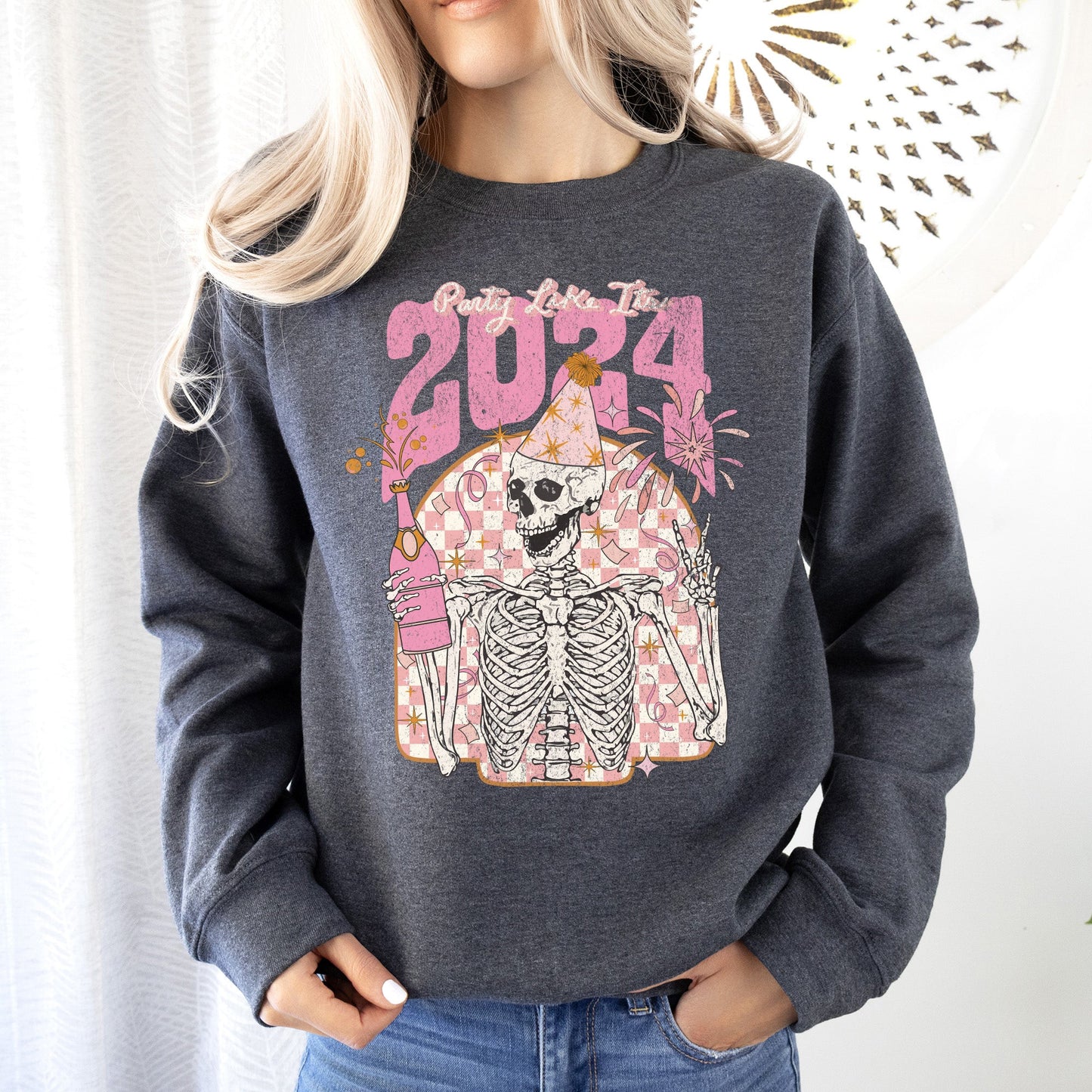 Party Like It's 2024, Skeleton, New Year's, Sweatshirt