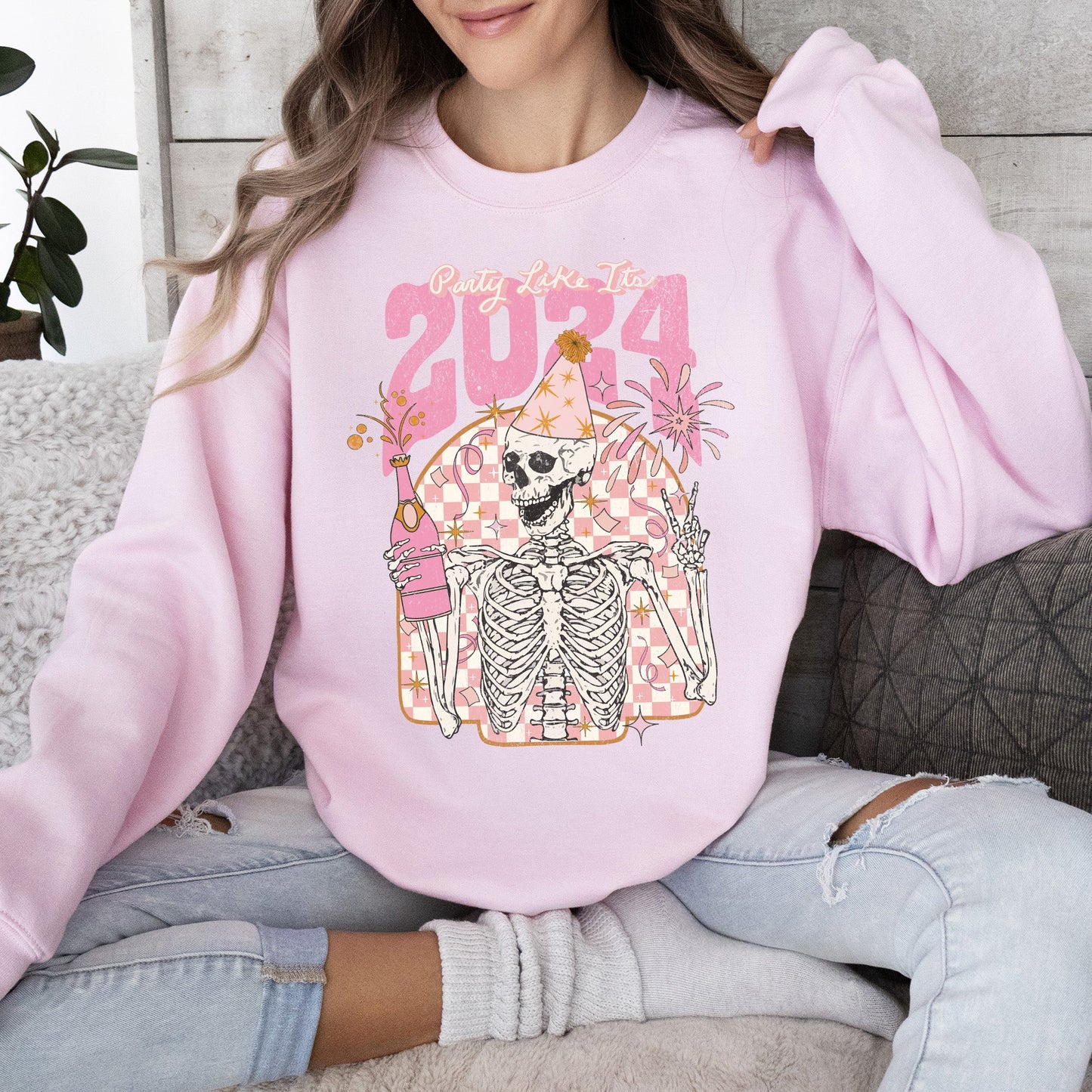 Party Like It's 2024, Skeleton, New Year's, Sweatshirt