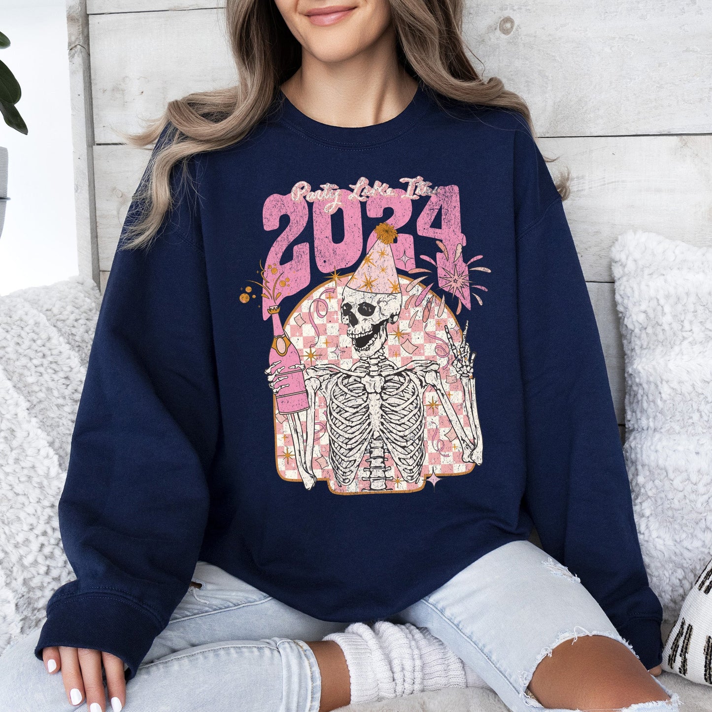 Party Like It's 2024, Skeleton, New Year's, Sweatshirt