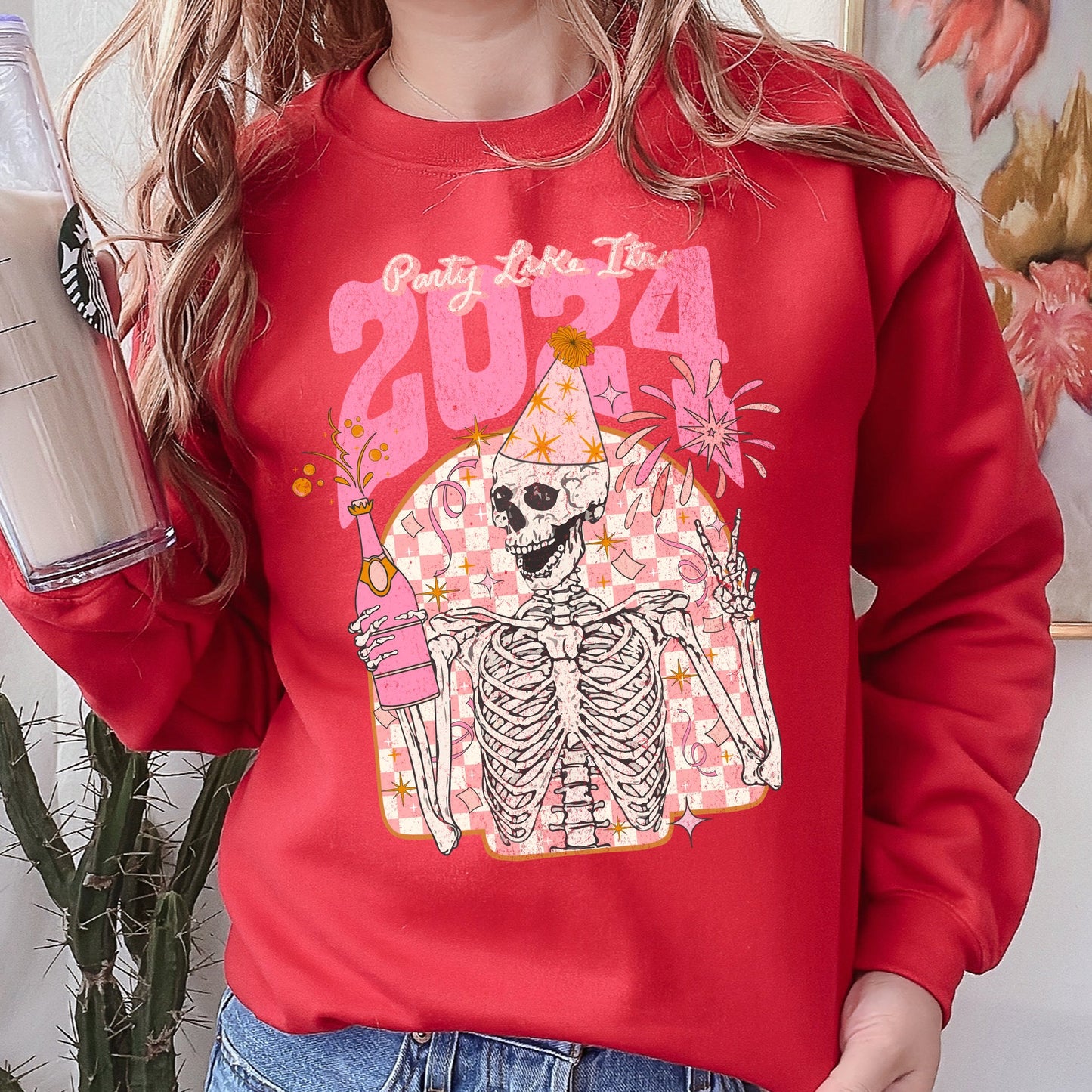 Party Like It's 2024, Skeleton, New Year's, Sweatshirt