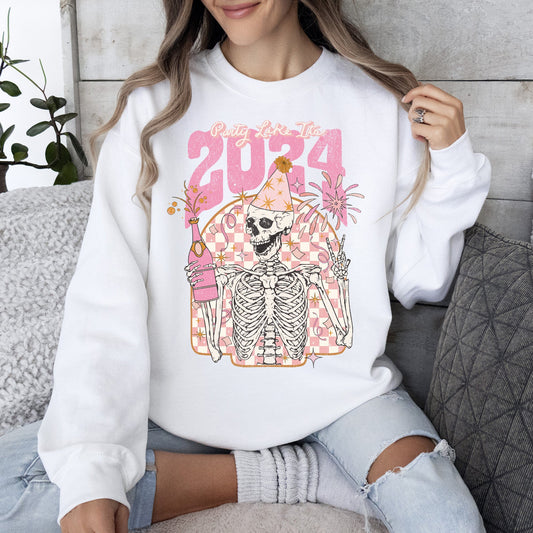 Party Like It's 2024, Skeleton, New Year's, Sweatshirt