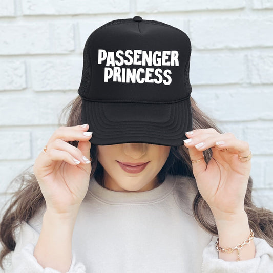 Passenger Princess, Sassy, Funny, Black Snapback Trucker Hat