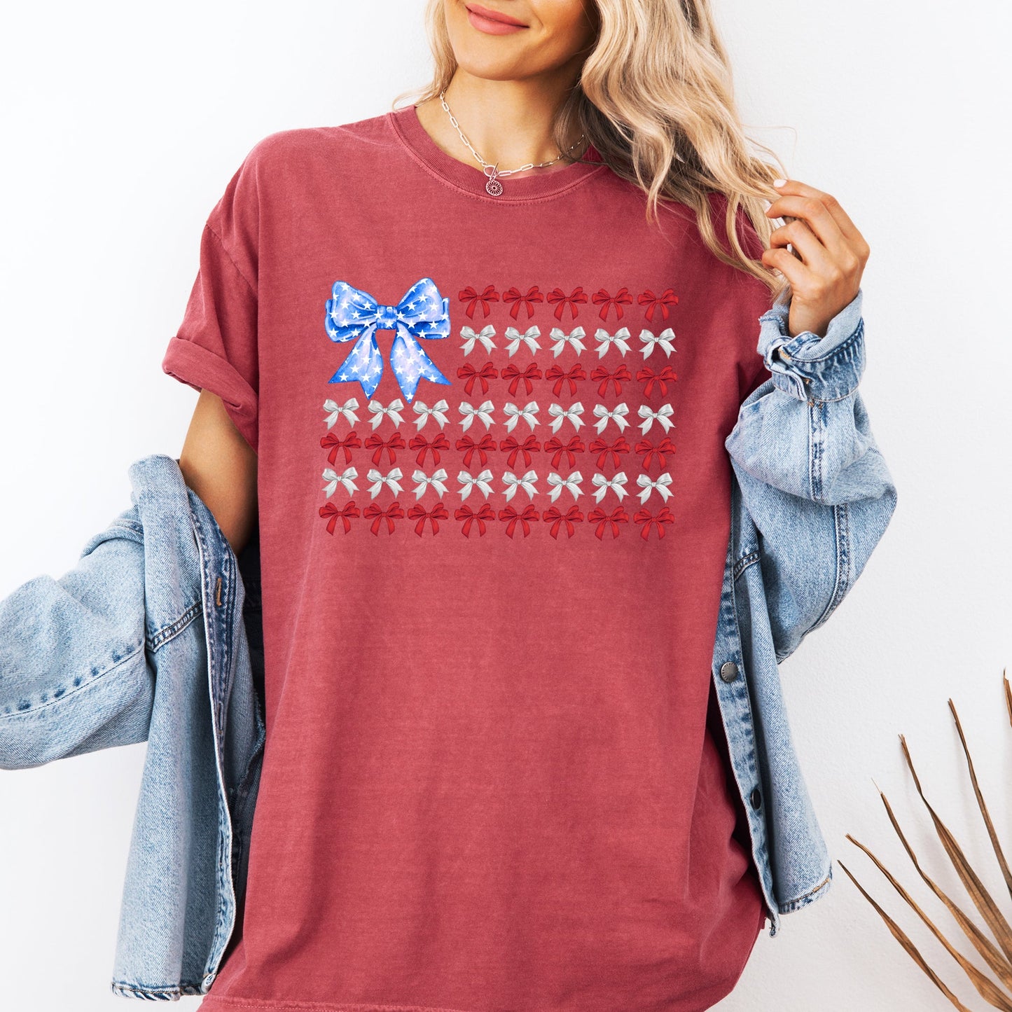 Patriotic Bows, Flag, USA, Coquette, Ribbons, America, 4th of July Tshirt Comfort Colors T-Shirt