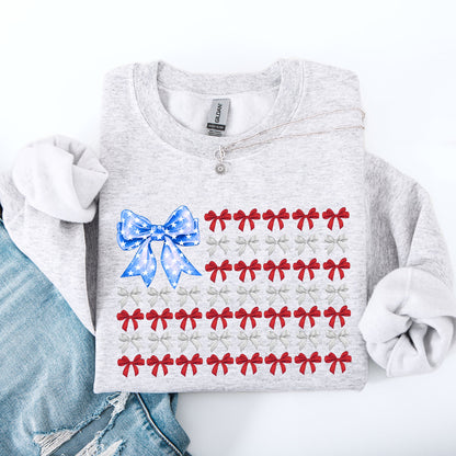 Patriotic Bows, Flag, USA, Coquette, Ribbons, America, 4th of July Sweatshirt