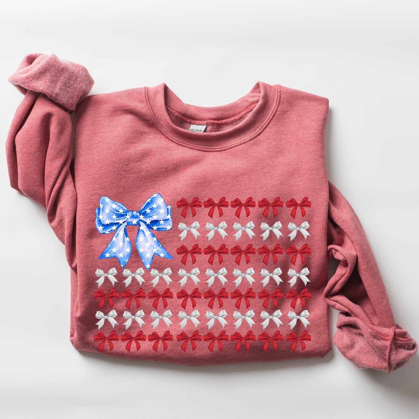 Patriotic Bows, Flag, USA, Coquette, Ribbons, America, 4th of July Sweatshirt