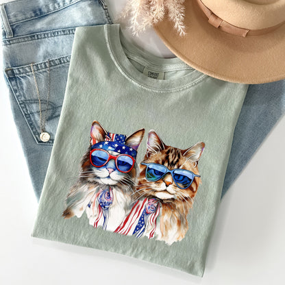 Patriotic Cats, Hippie, Funny, Patriotic, 4th of July Tshirt Comfort Colors T-Shirt