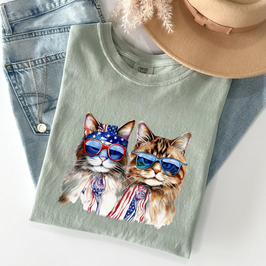 Patriotic Cats, Hippie, Funny, Patriotic, 4th of July Tshirt Comfort Colors T-Shirt