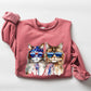 Patriotic Cats, Hippie, Funny, 4th of July Sweatshirt