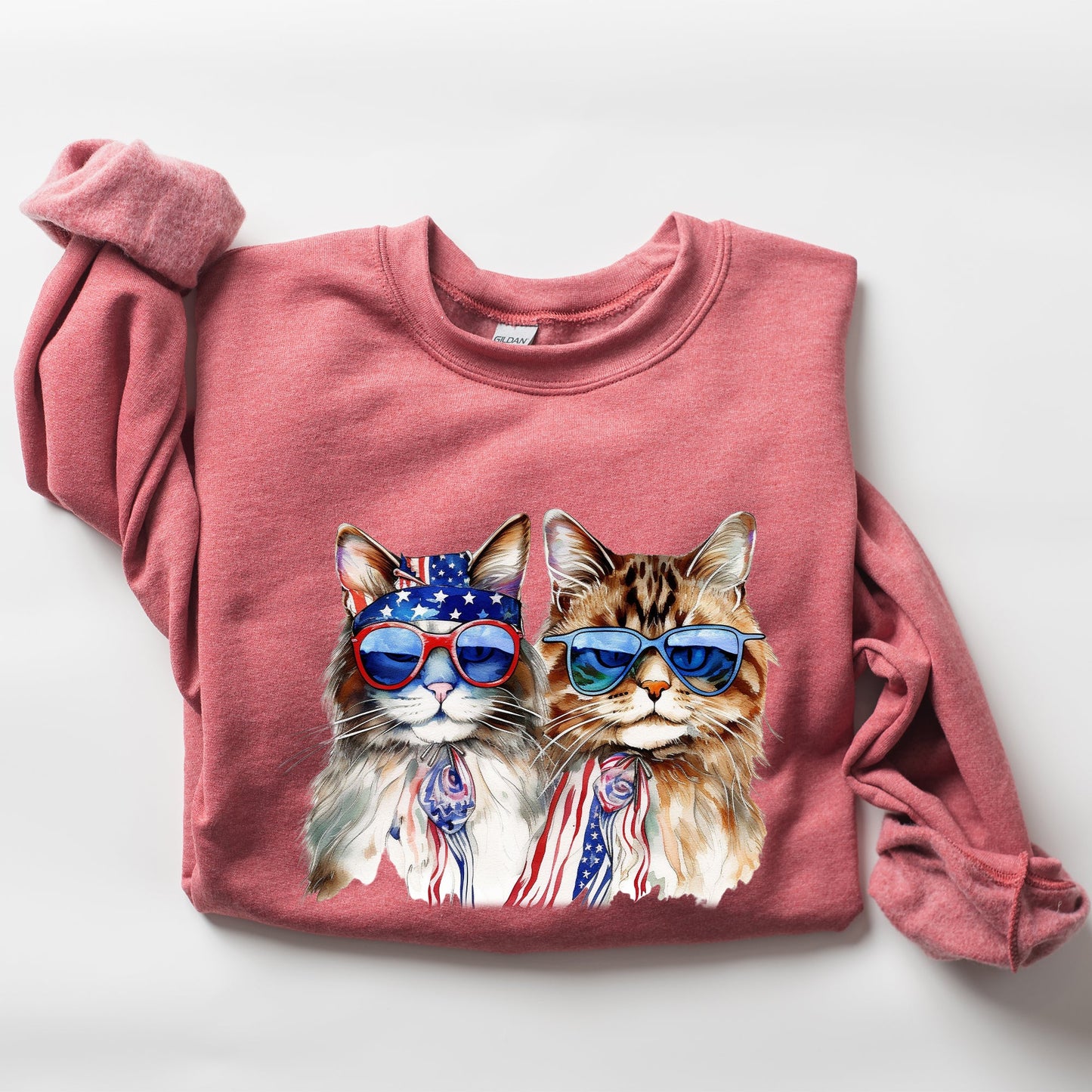 Patriotic Cats, Hippie, Funny, 4th of July Sweatshirt