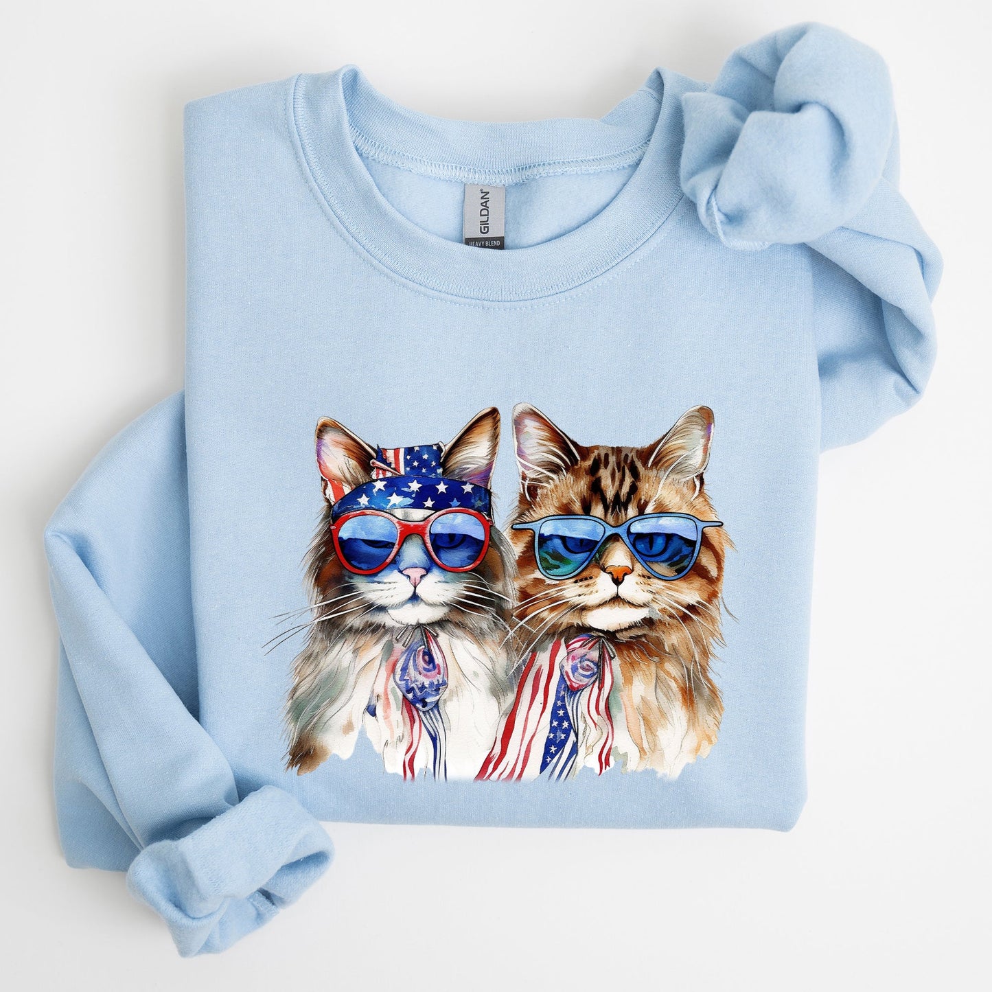 Patriotic Cats, Hippie, Funny, 4th of July Sweatshirt