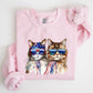 Patriotic Cats, Hippie, Funny, 4th of July Sweatshirt