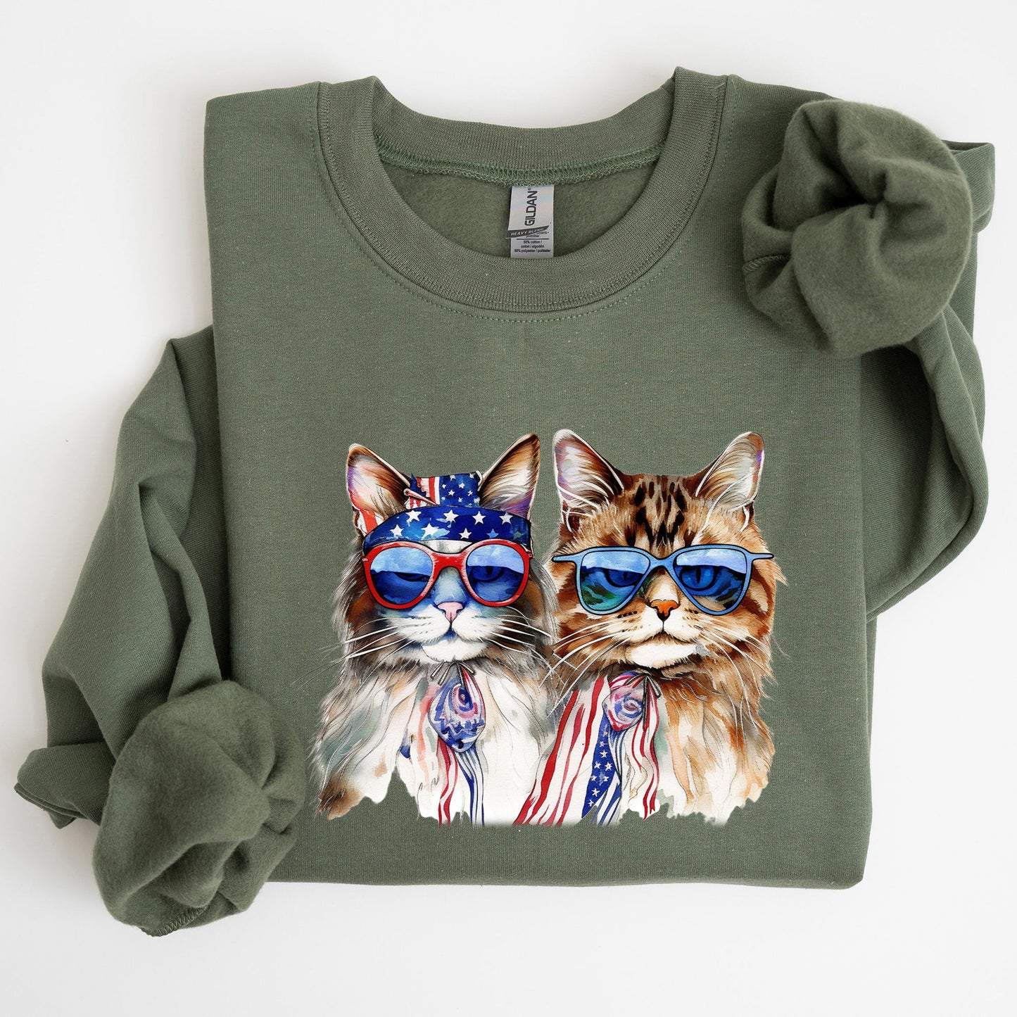 Patriotic Cats, Hippie, Funny, 4th of July Sweatshirt