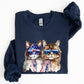 Patriotic Cats, Hippie, Funny, 4th of July Sweatshirt
