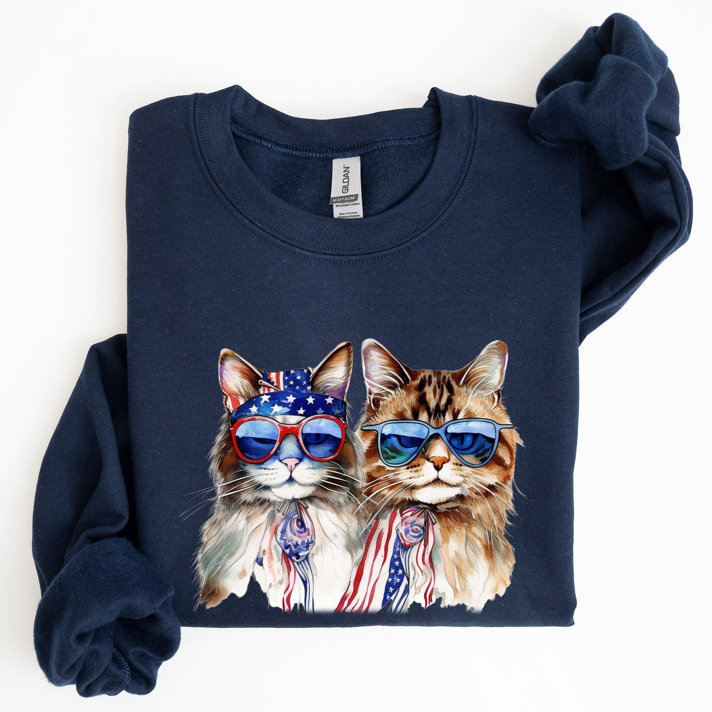 Patriotic Cats, Hippie, Funny, 4th of July Sweatshirt