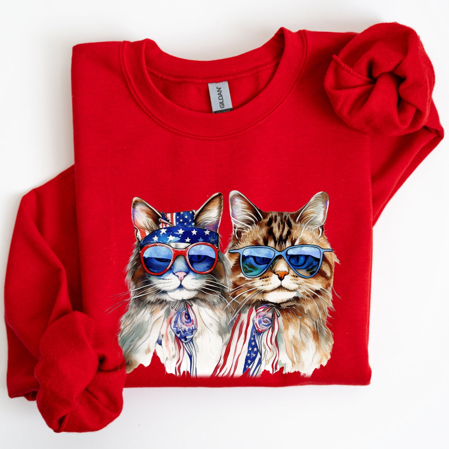 Patriotic Cats, Hippie, Funny, 4th of July Sweatshirt