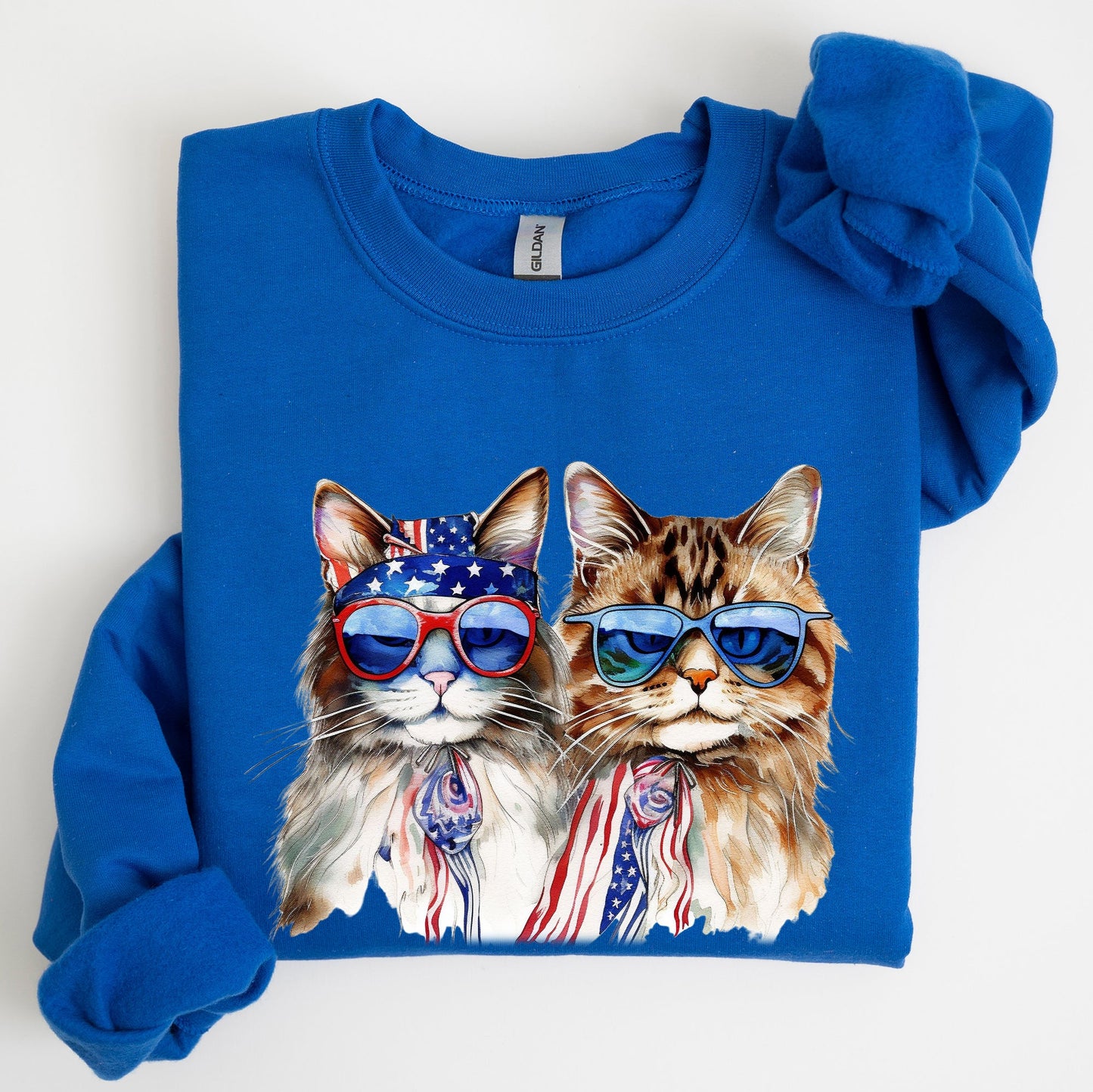 Patriotic Cats, Hippie, Funny, 4th of July Sweatshirt