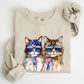 Patriotic Cats, Hippie, Funny, 4th of July Sweatshirt