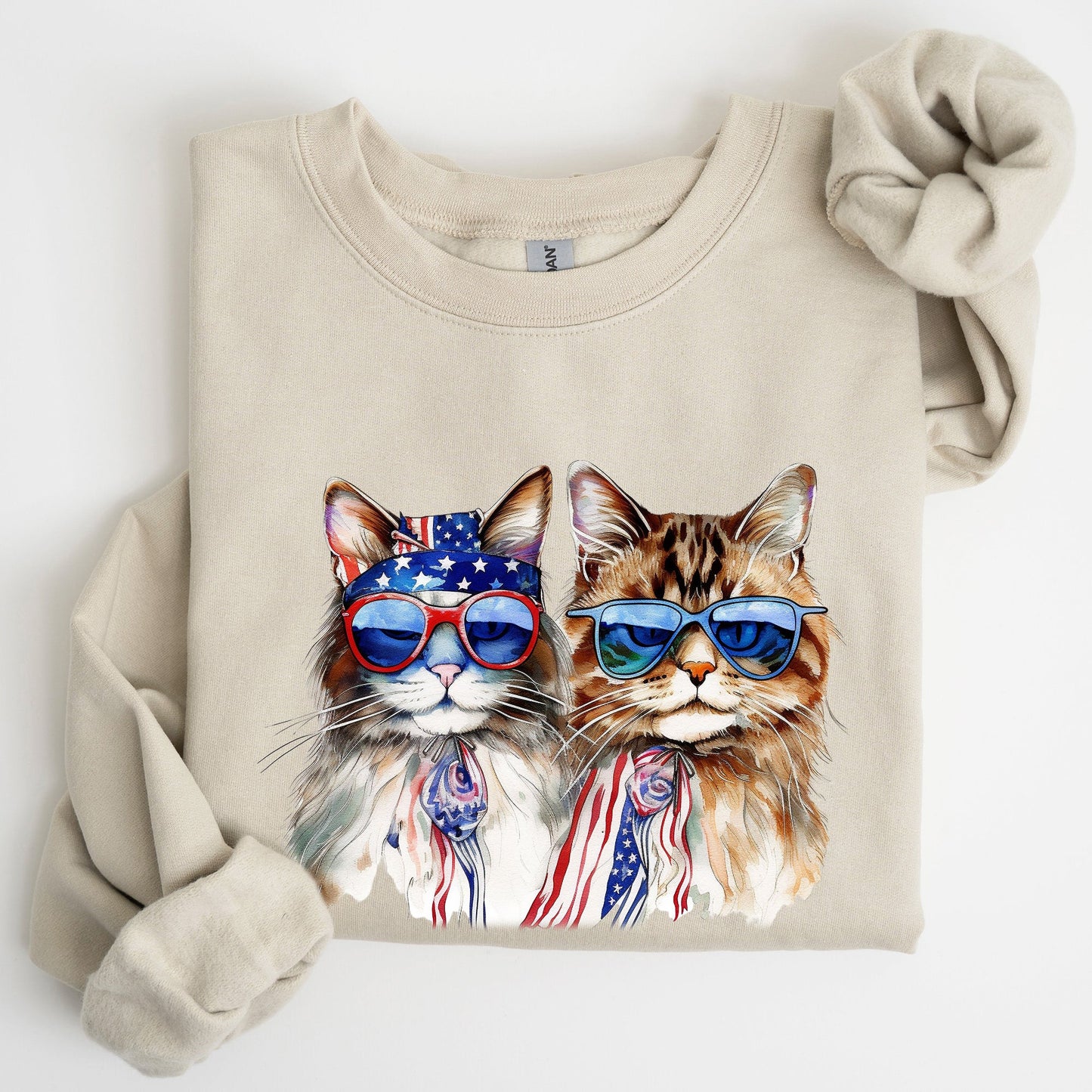 Patriotic Cats, Hippie, Funny, 4th of July Sweatshirt