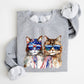 Patriotic Cats, Hippie, Funny, 4th of July Sweatshirt