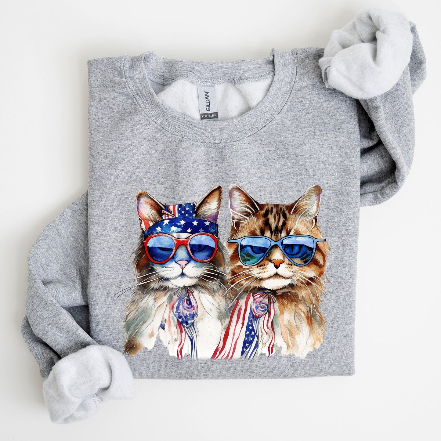 Patriotic Cats, Hippie, Funny, 4th of July Sweatshirt